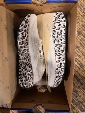Brooks White and Black Leopard-Print Women's Running Shoes